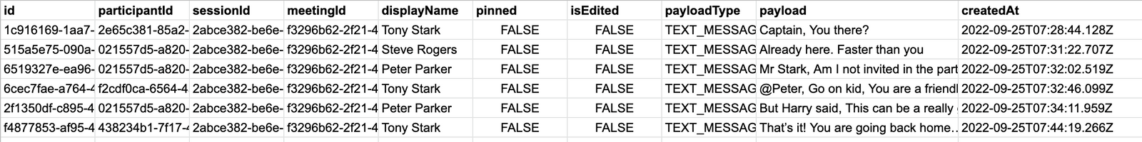 Sample Chat Dump File